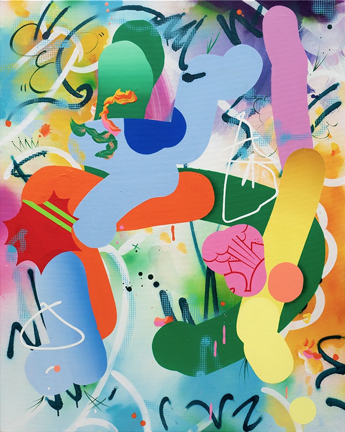 Catch me 2024  100 x 800 cm Acrylic, spray paint and airbrush on canvas