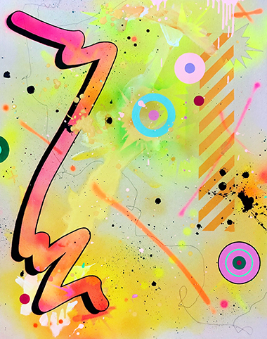 Moving On 2020 100 x 80 cm Acrylic, spray paint and pencil on canvas