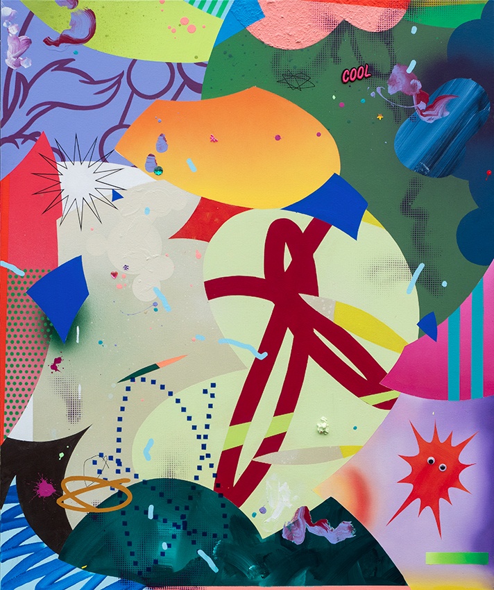 Pot Luck Baby 2025 120 x 100 cm  Acrylic and spray paint on canvas